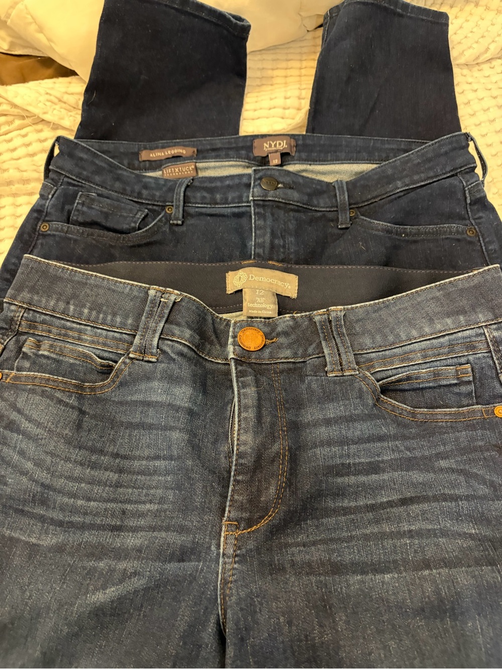 Denim bundle- slimming technology NYDJ and Democracy- Women’s size 12 dark wash